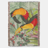 Vibrant Tropical Toucan Birds Art Exotic Jungle スローブランケット (正面縦)