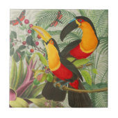 Vibrant Tropical Toucan Birds Art Exotic Jungle  タイル (正面)