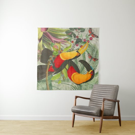 Vibrant Tropical Toucan Birds Art Exotic Jungle タペストリー (インサイチュ(横))
