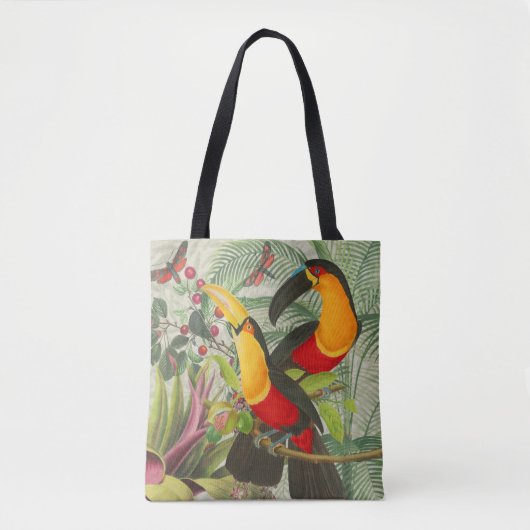 Vibrant Tropical Toucan Birds Art Exotic Jungle トートバッグ (正面)
