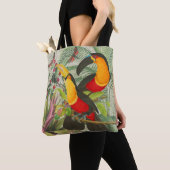 Vibrant Tropical Toucan Birds Art Exotic Jungle トートバッグ (クローズアップ)