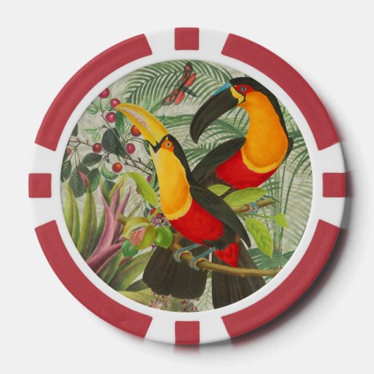 Vibrant Tropical Toucan Birds Art Exotic Jungle  ポーカーチップ (正面)