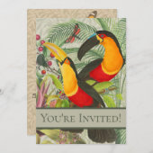 Vibrant Tropical Toucan Birds Art Exotic Jungle  招待状 (正面/裏面)