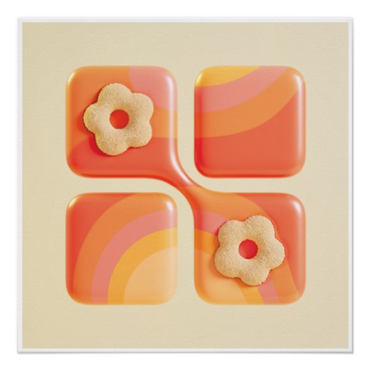 Vibrant Tufted Flower 3D Art Print - Square Format ポスター (正面)