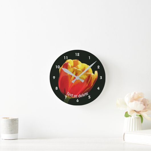 Vibrant Tulip Flower Personalized Round Clock ラウンド壁時計 (ホーム)