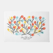 Vibrant Tulip Pattern Floral Design on White ドアマット (正面)