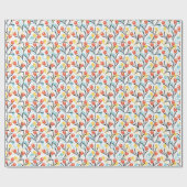 Vibrant Tulip Pattern Floral Design on White ラッピングペーパー (フラット)