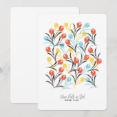 Vibrant Tulip Pattern Floral Design on White 招待状 (正面/裏面)