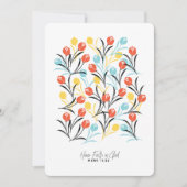 Vibrant Tulip Pattern Floral Design on White 招待状 (正面)