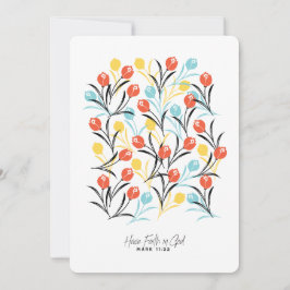 Vibrant Tulip Pattern Floral Design on White 招待状