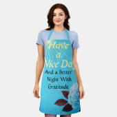 Vibrant Turquoise "Have a Nice Day" Gratitude Flor エプロン (着用した状態)