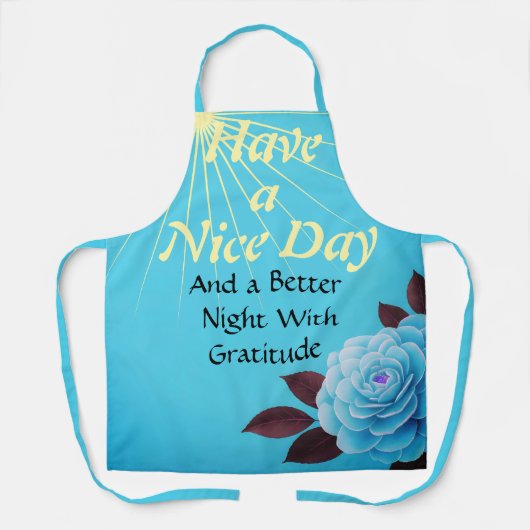 Vibrant Turquoise "Have a Nice Day" Gratitude Flor エプロン (正面)