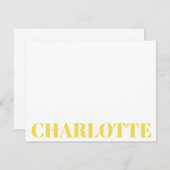 Vibrant Typografie Personalisierte Gelbe Namenskar ノートカード (正面/裏面)