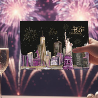 Vibrant US Semiquincentennial Pink Purple NYC  招待状