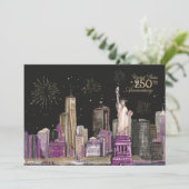 Vibrant US Semiquincentennial Pink Purple NYC 招待状 (スタンド正面)