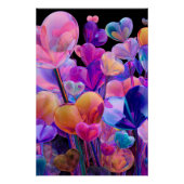 Vibrant Valentine Poster – Fantasy Hearts Design  ポスター (正面)