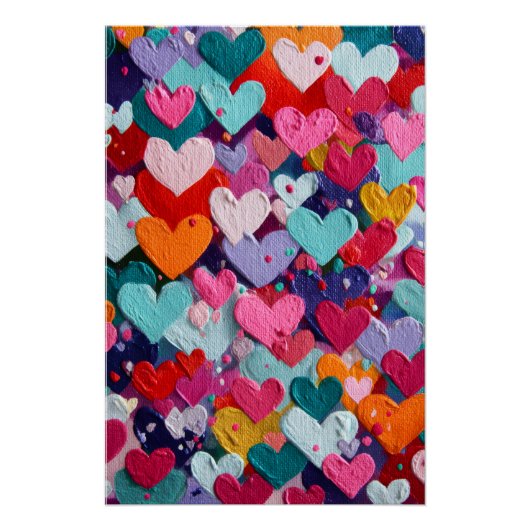 Vibrant Valentine Poster – Fantasy Hearts Design  ポスター (正面)