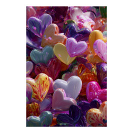 Vibrant Valentine Poster – Fantasy Hearts Design  ポスター