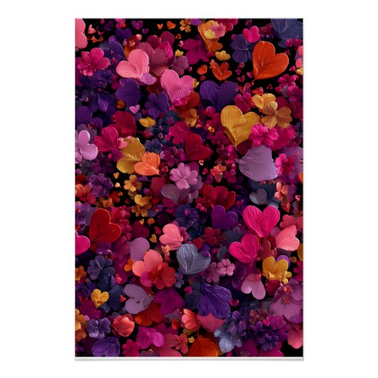 Vibrant Valentine Poster – Fantasy Hearts Design  ポスター (正面)