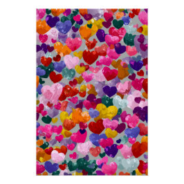 Vibrant Valentine Poster – Fantasy Hearts Design  ポスター