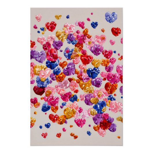 Vibrant Valentine Poster – Fantasy Hearts Design  ポスター (正面)