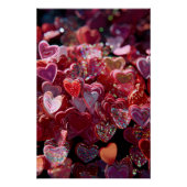 Vibrant Valentine Poster – Fantasy Hearts Design  ポスター (正面)