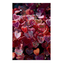 Vibrant Valentine Poster – Fantasy Hearts Design  ポスター