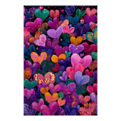Vibrant Valentine Poster – Fantasy Hearts Design  ポスター (正面)