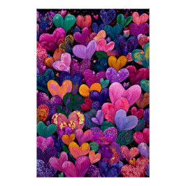 Vibrant Valentine Poster – Fantasy Hearts Design  ポスター