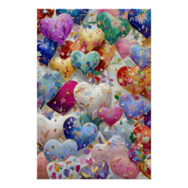Vibrant Valentine Poster – Fantasy Hearts Design  ポスター
