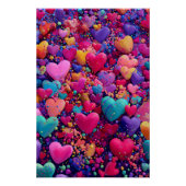 Vibrant Valentine Poster – Fantasy Hearts Design  ポスター (正面)