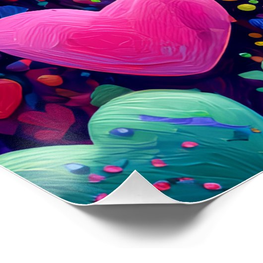 Vibrant Valentine Poster – Fantasy Hearts Design  ポスター (コーナー)