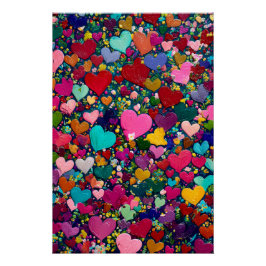 Vibrant Valentine Poster – Fantasy Hearts Design  ポスター