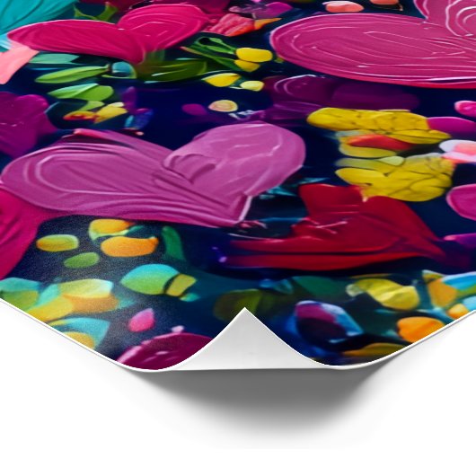 Vibrant Valentine Poster – Fantasy Hearts Design  ポスター (コーナー)