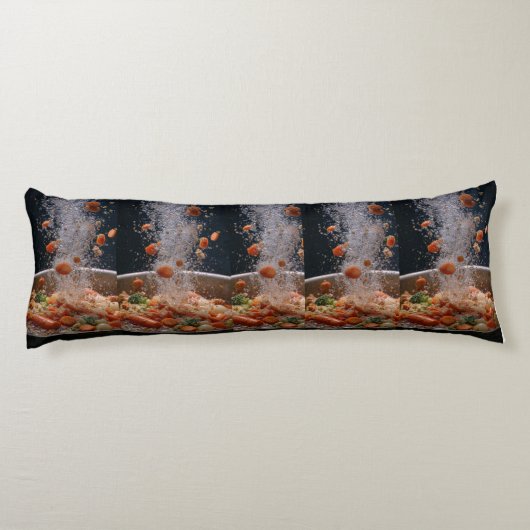 Vibrant Veggie Explosion Art – Dynamic Boiling Pot ボディピロー (裏面)