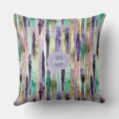 Vibrant Vertical Brushstroke Pattern (1) クッション (裏面)