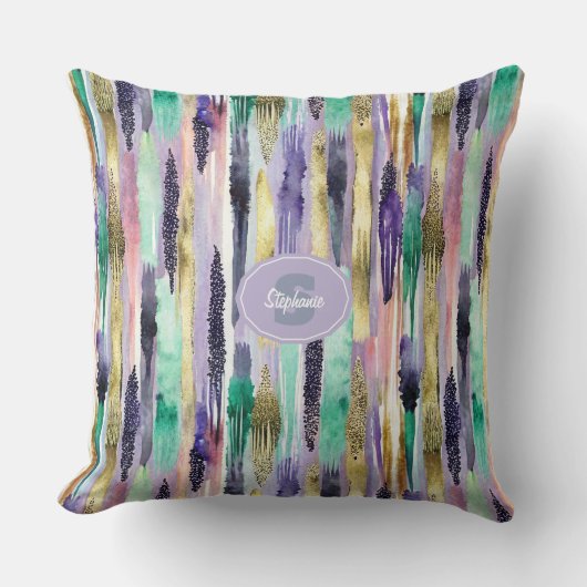 Vibrant Vertical Brushstroke Pattern (1) クッション (正面)