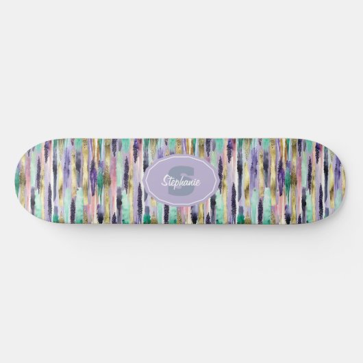Vibrant Vertical Brushstroke Pattern (1) スケートボード (横)