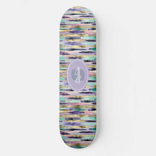 Vibrant Vertical Brushstroke Pattern (1) スケートボード (正面)