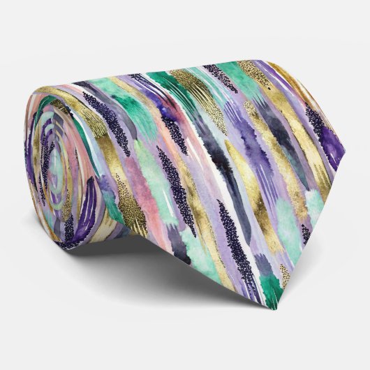 Vibrant Vertical Brushstroke Pattern (1) ネクタイ (ロール)