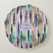 Vibrant Vertical Brushstroke Pattern (1) ラウンドクッション (裏面)
