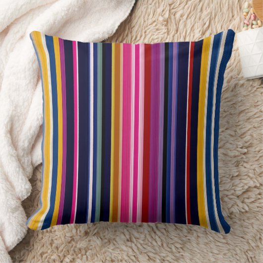 Vibrant Vertical Stripe Modern Throw Pillow クッション (ブランケット)