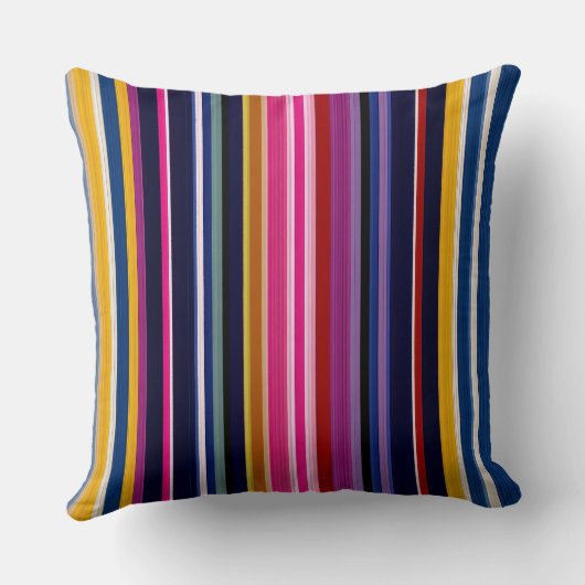 Vibrant Vertical Stripe Modern Throw Pillow クッション (裏面)