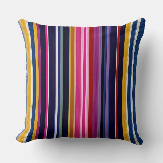 Vibrant Vertical Stripe Modern Throw Pillow クッション (正面)