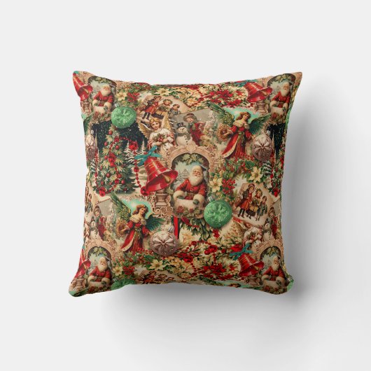 Vibrant Victorian Christmas Collage クッション (裏面)