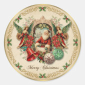 Vibrant Victorian Christmas Collage ラウンドシール (正面)