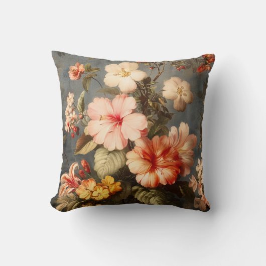 Vibrant Vintage Floral Arrangement クッション (正面)