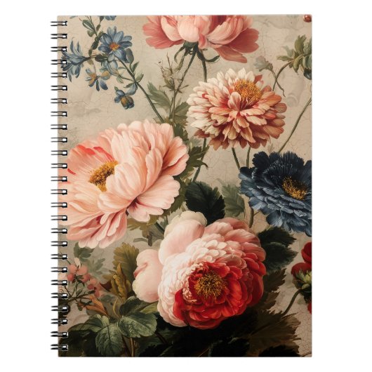 Vibrant Vintage Floral Arrangement ノートブック (正面)
