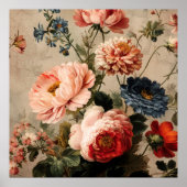 Vibrant Vintage Floral Arrangement ポスター (正面)
