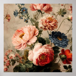 Vibrant Vintage Floral Arrangement ポスター